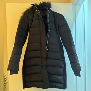 Black Puffer Coat w/ Fur Hood- Express Size XS